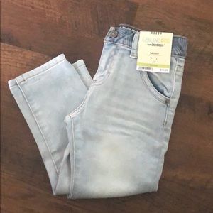 Light wash jeans with adjustable waist